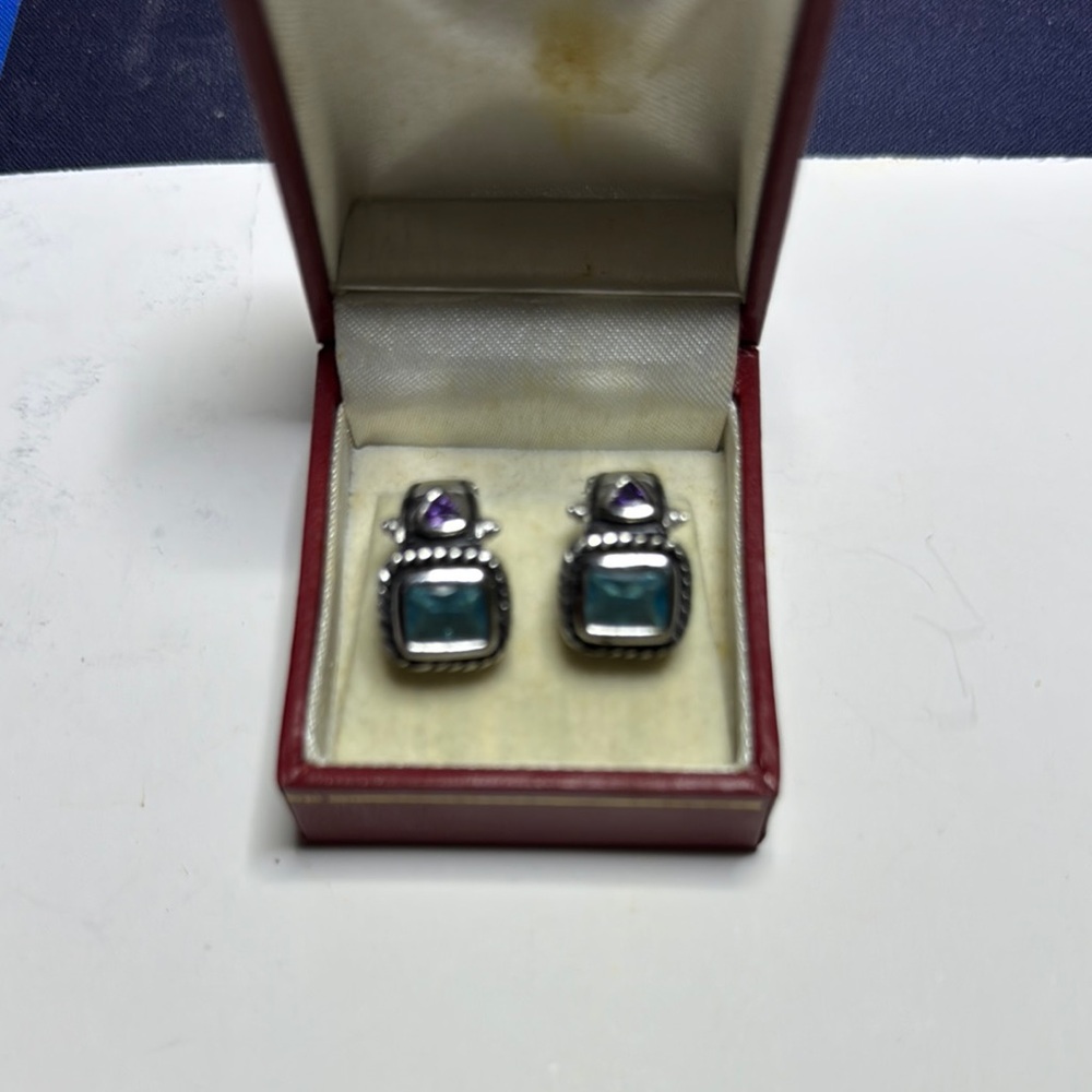 Source Unknown Silver and Blue Earrings